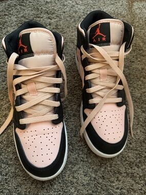 Nike Air Jordan Youth Pink and Black Mid Sneaker